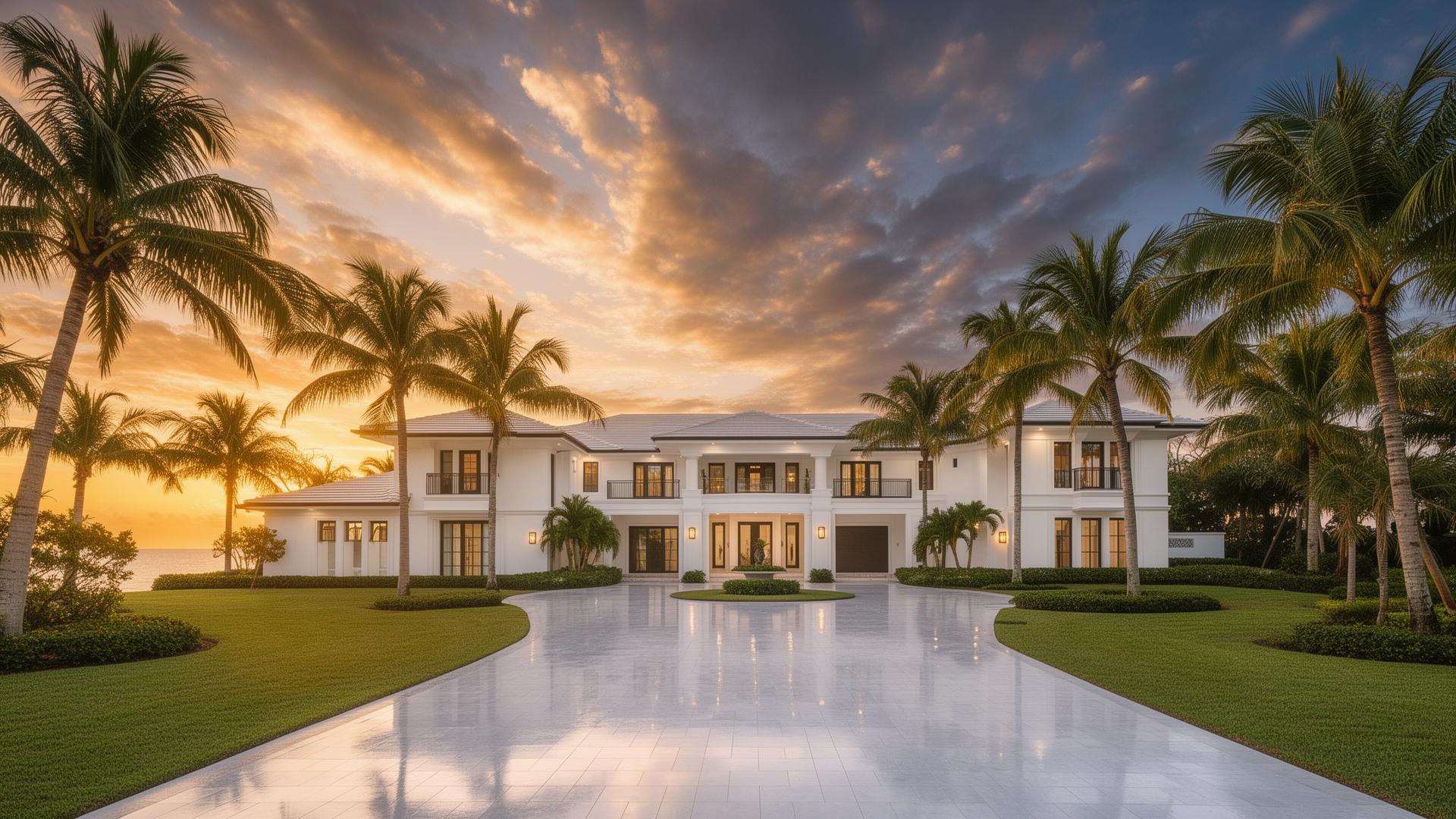 Luxury Florida home with pristine driveway